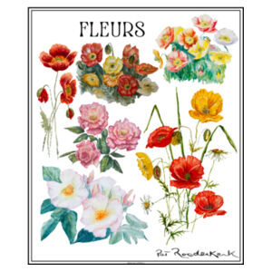 Fleurs - Plain Background - Tea Towel Design
