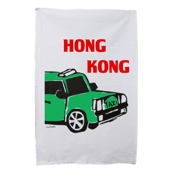 Green Hong Kong Taxi - Tea Towel Thumbnail