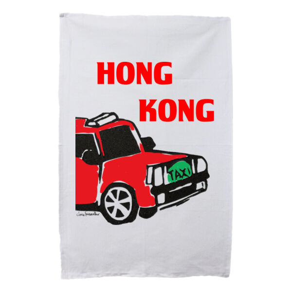 Red Hong Kong Taxi  - Tea Towel Thumbnail